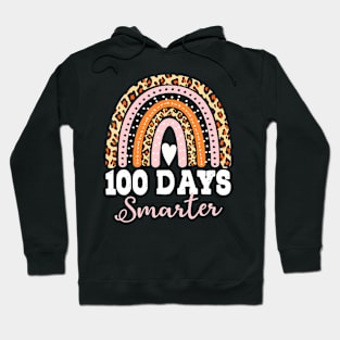 100Th Day Of School Teacher 100 Days Smarter Leopard Rainbow Hoodie